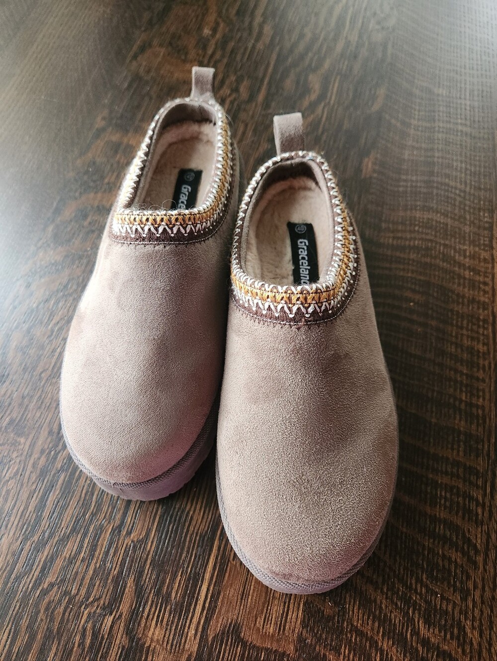 Graceland Taupe Tan Suede Platform Clogs EUC $28 Size EU 40, US 9.5